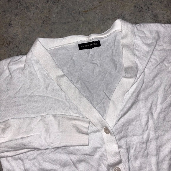 Banana Republic Sweaters - Banana Republic Cardigan Sweater Womens Medium White Cotton V Neck Button Front